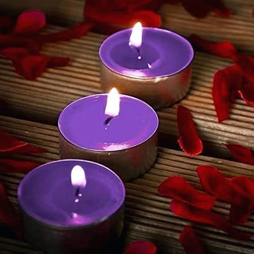Stone & Feather, Lavender Scented T-Light Candles (Purple) Paraffin Wax Long Burning time 5 Hours Each, Pack of 25, for Diwali,