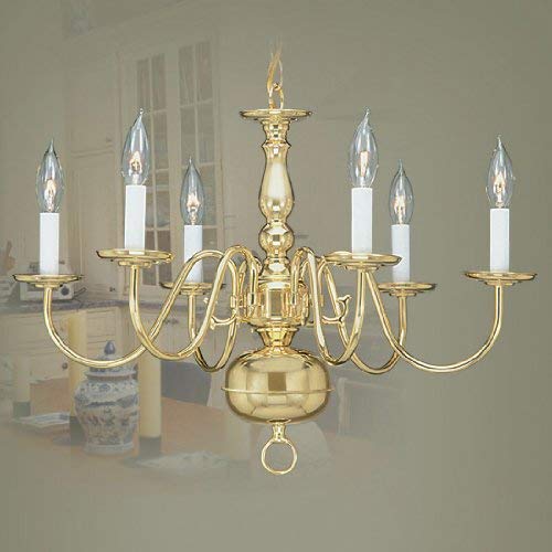 Livex Lighting 5006-02 Williamsburgh 6-Light Chandelier, Polished Brass, 24"L x 24"W x 18"H, Alloy Steel