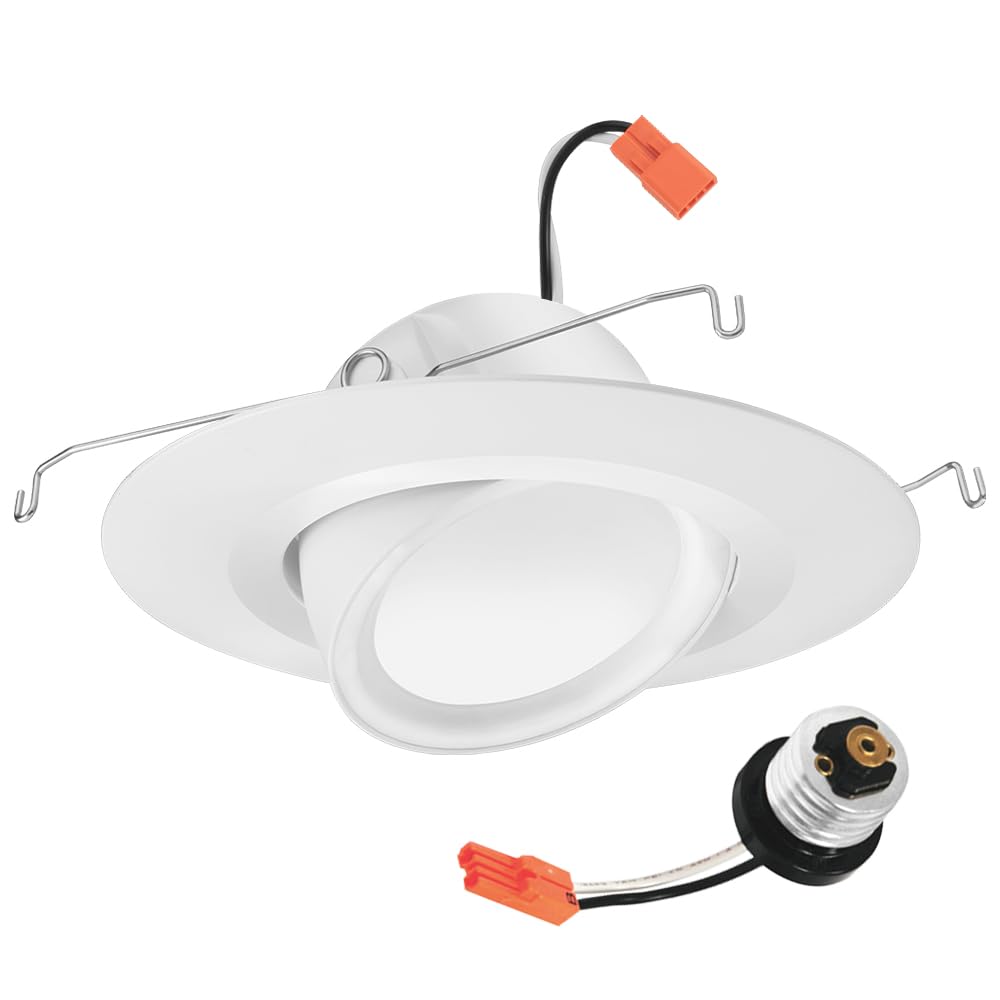 Juno RB56A SWW5 MW M6 RetroBasics Adjustable LED Downlight Trim Kit, Baffle, Switchable CCT 2700K, 3000K, 3500K, 4000K, 5000K, M