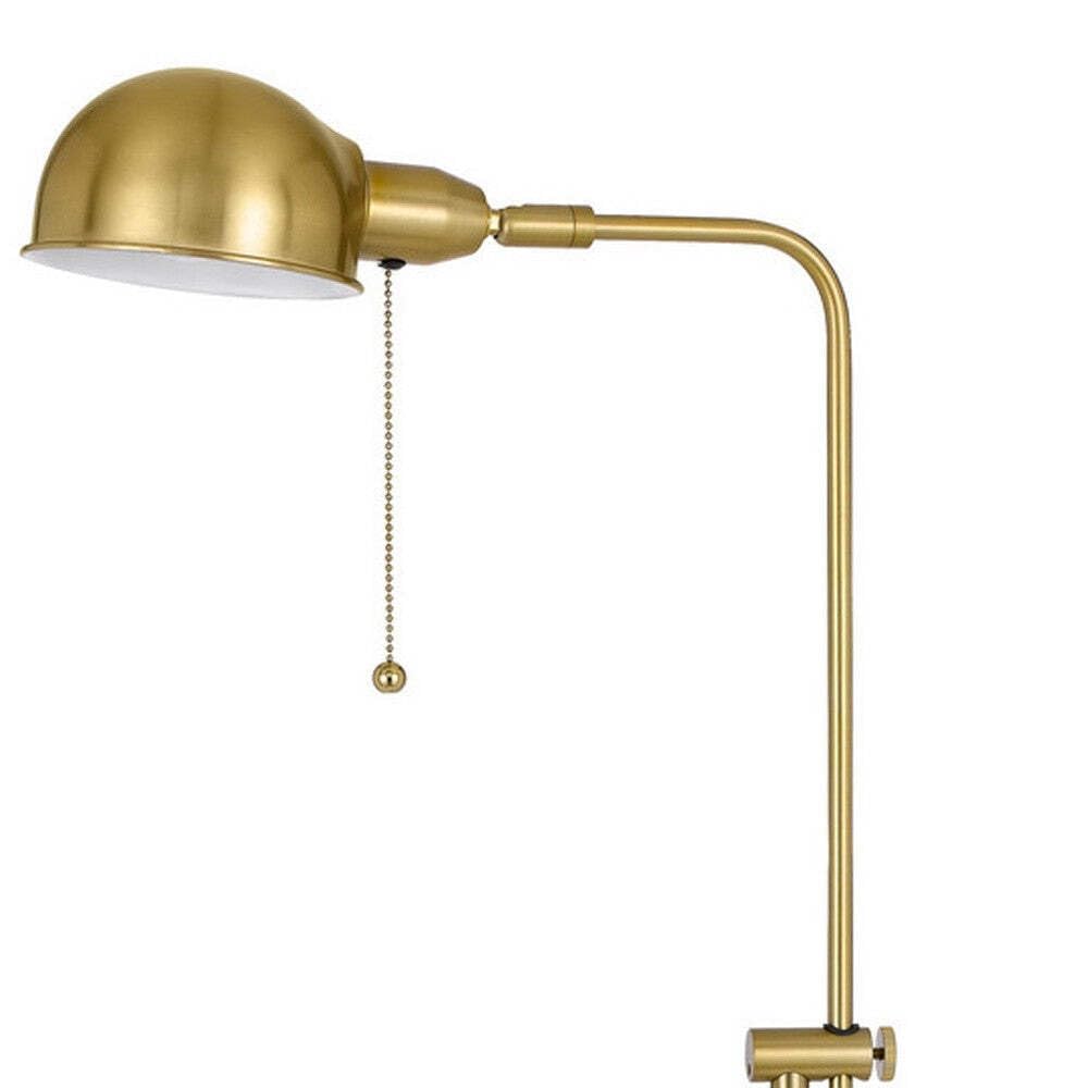 HomeRoots Brass Floor Lamp, Adjustable Traditional Design, 58 in., Metal Construction, Bronze Dome Shade