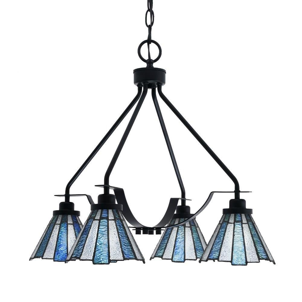Toltec Lighting 2604-Mb-9325 Odyssey - 3 Light Downlight Chandelier-21.25 Inches Tall And 20.25 Inches Wide, Finish Color: Matte Black, Glass Color: Sea Ice Art