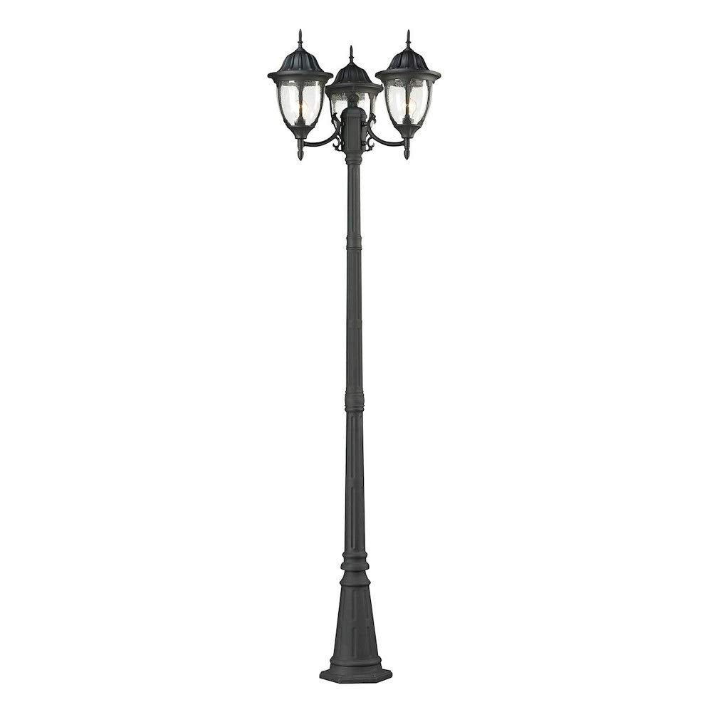 Elk Lighting 45089/3 Central Square 3-Light Outdoor Post Mount, Textured Matte Black, 91&quot;