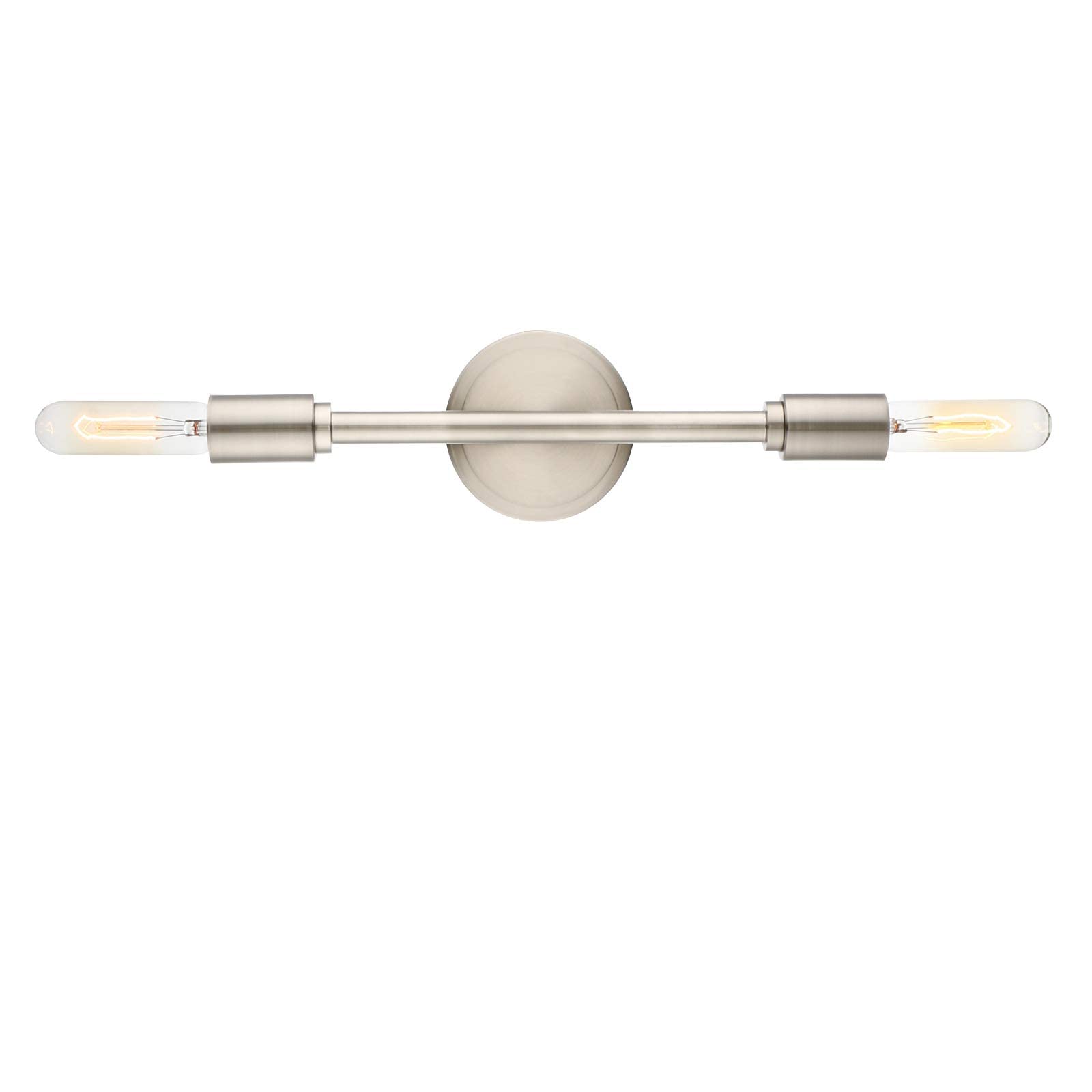 Phansthy Modern Double Sconce Wall Lighting, 2-Light Metal Fixture, Brushed Nickel, Model FTY1032, Ideal for Bathroom and Living Room