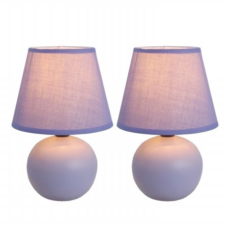 All The Rages Lt2008-Prp-2Pk Simple Designs Mini Ceramic Globe Table Lamp 2 Pack Set, Purple