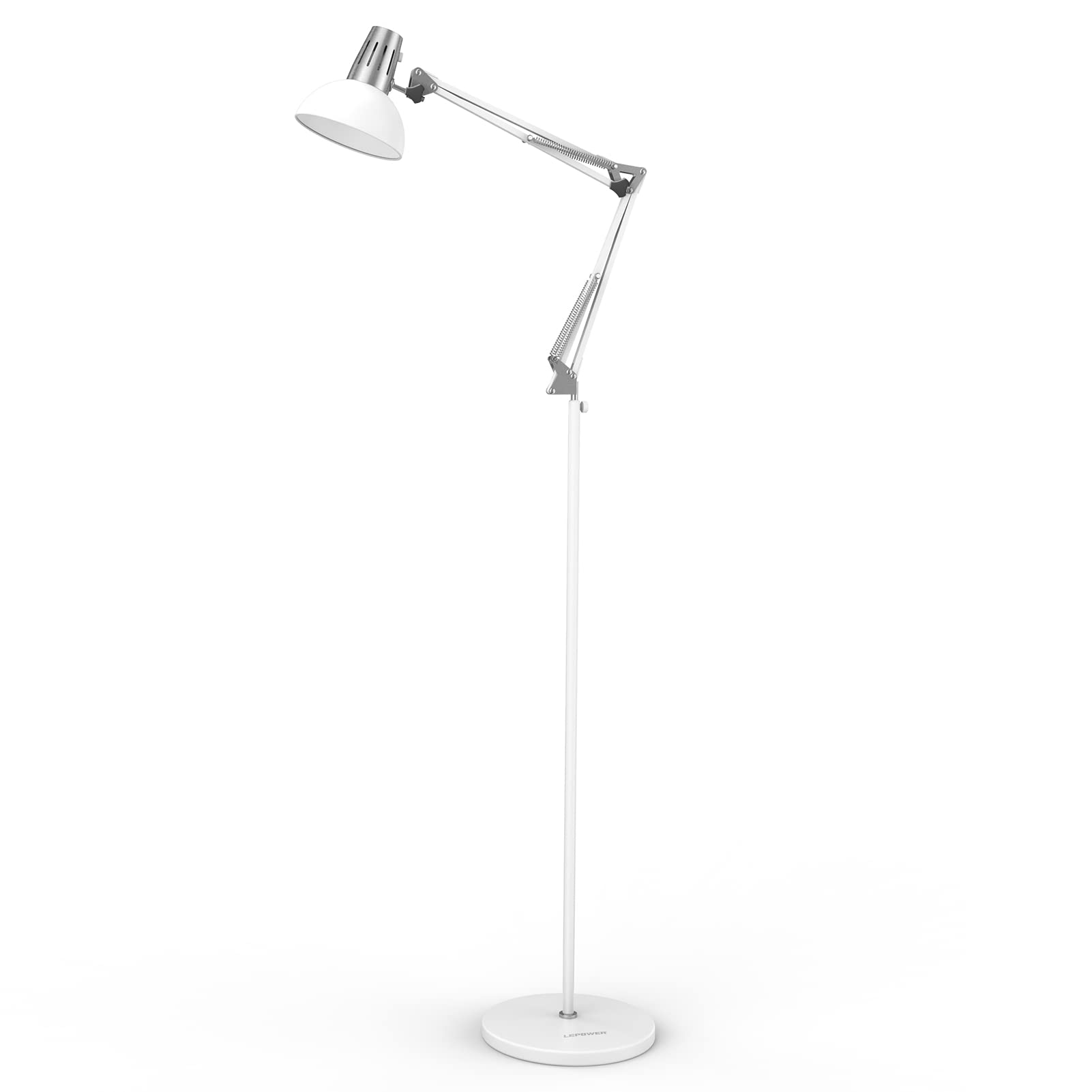 LEPOWER Floor Lamp, Swing Arm Floor Standing Lamp, Industrial Floor Lamp with Heavy Metal Base, E26 Lamp Base Floor Light, Moder