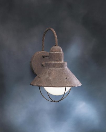 Kichler Seaside Outdoor Wall Light, 1 Light, 12.25-Inch, Aluminum/Glass, Model 9022OB, Olde Brick Finish