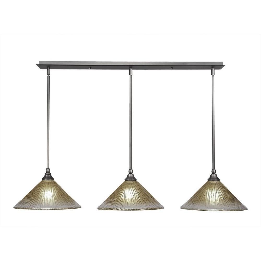 Toltec Lighting 3 Light Linear Pendalier In Brushed Nickel (36-Bn-700)