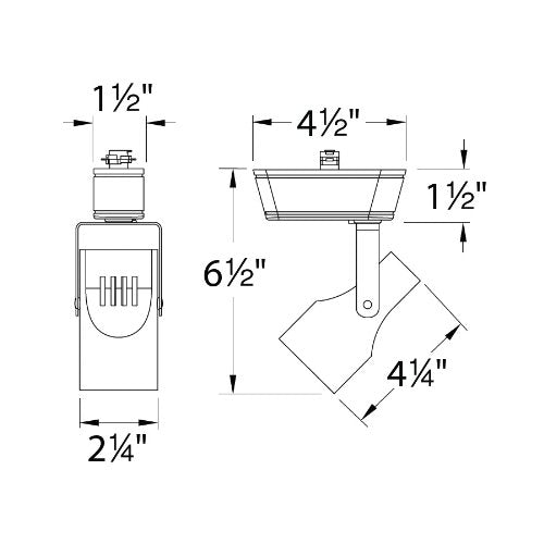 WAC Lighting Low Voltage Track Head JHT-007L-BK, 75W, Aluminum, 4.50x2.50x4.50, Black
