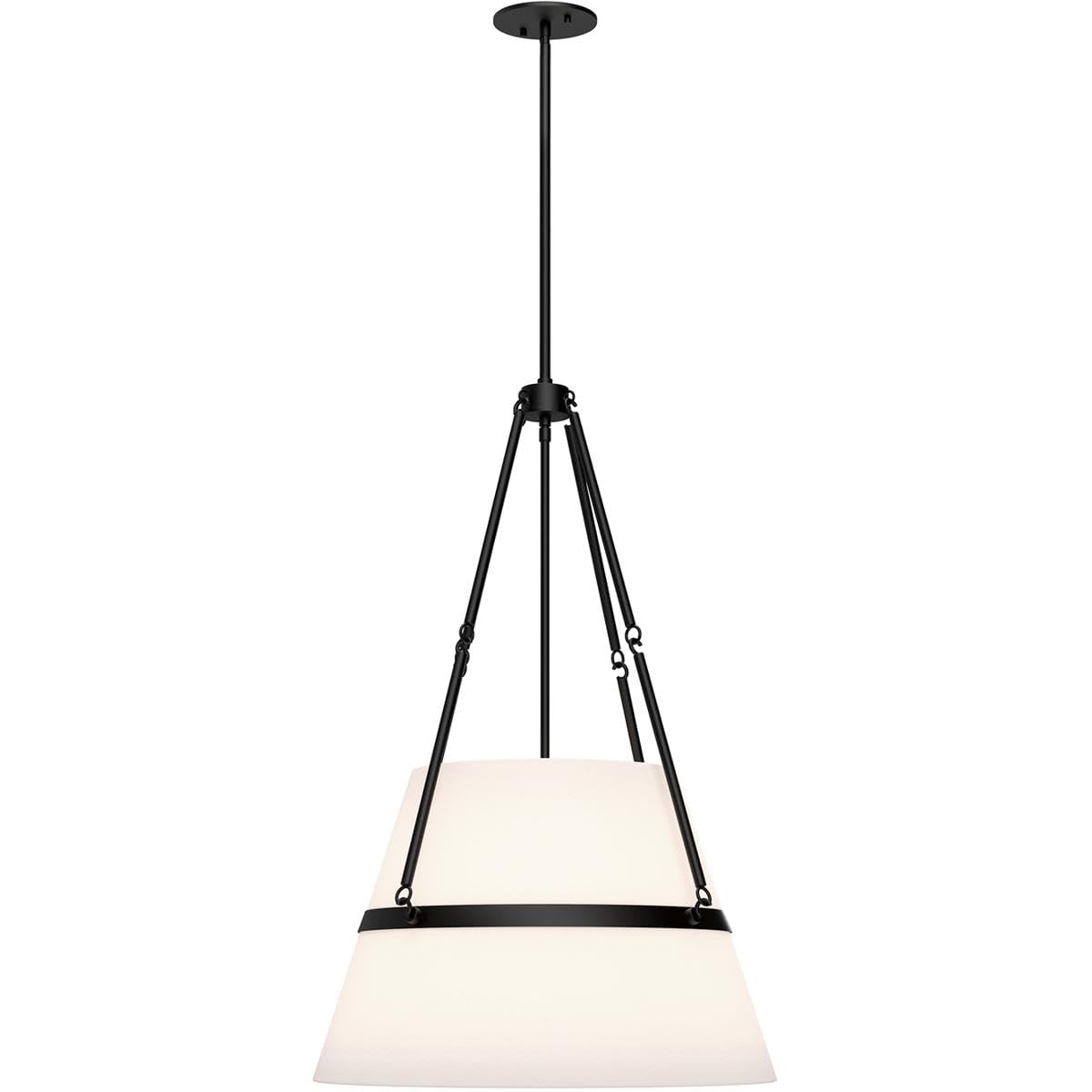 Alora Mood Oliver 18 Pendant Light | Matte Black Finish | White Linen Shade | Modern Classic Ceiling Light | Made of Steel and L