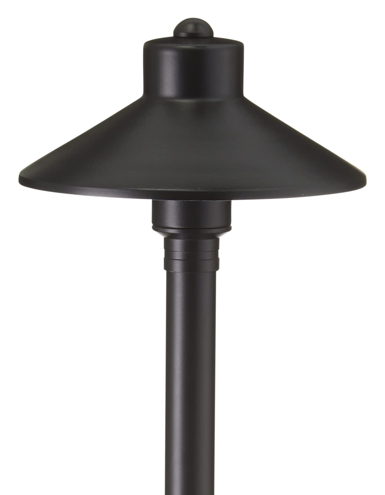 VOLT Flat Hat 12V Black Brass Path Light (7 Shade, 24 Tall) with 3W 2700K Warm White G4 LED Bulb for Low Voltage Landscape Light
