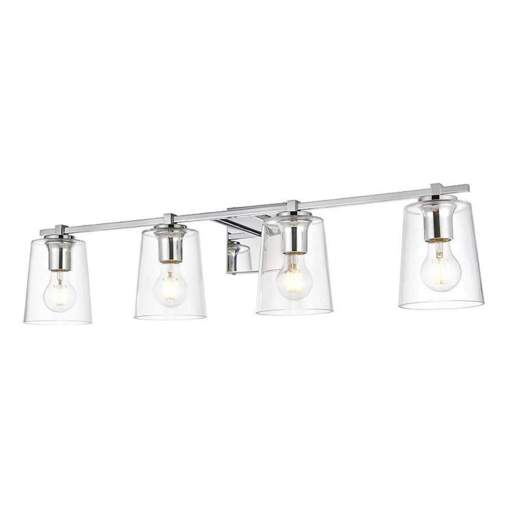 Living District Kacey 4-Light Iron & Glass Bath Sconce in Chrome/Clear
