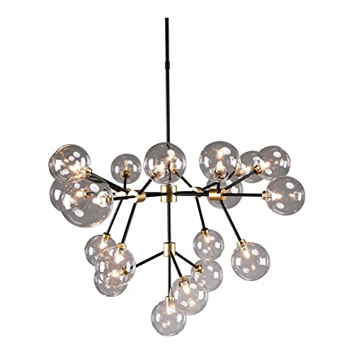 Kosas Home Timothy 20-Light Iron and Glass Chandelier in Black and Gold