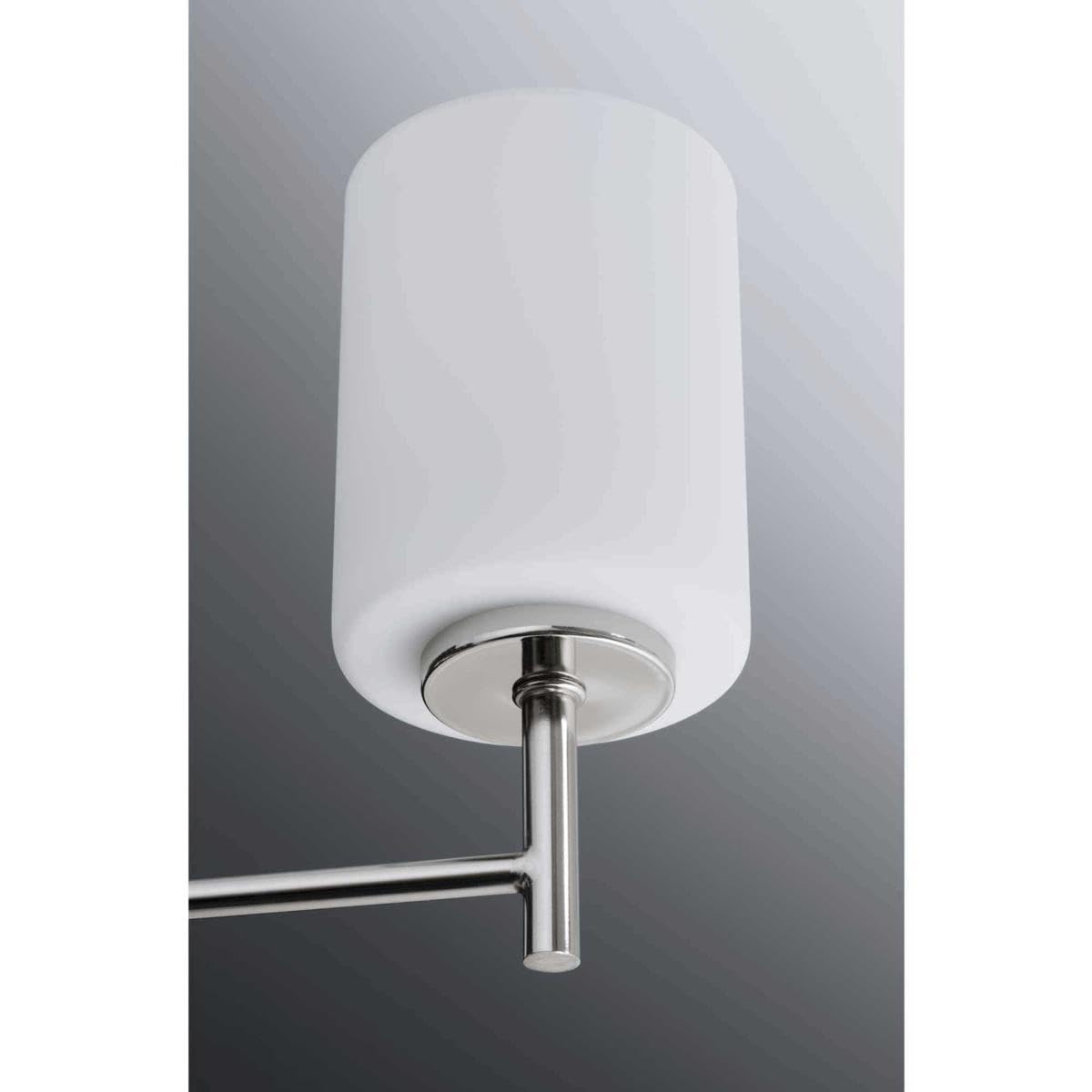Progress Lighting P4318-104 Replay Collection Etched White Glass Modern Chandelier Light, 3-Light, Polished Nickel