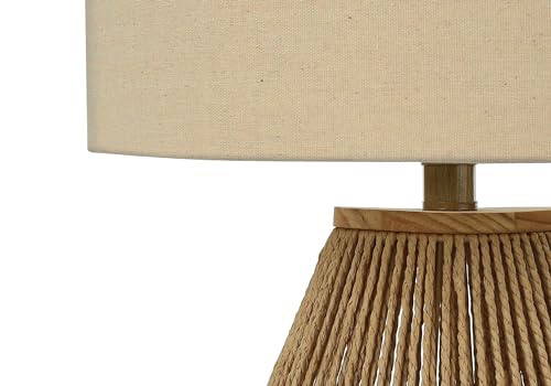 Monarch Specialties I 9628 Lightingtable Lamp, Brown Rope, Beige Shade, Transitional