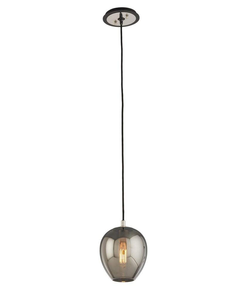 Troy Lighting Odyssey 7W 1-Light Pendant - Carbide Black and Polished Nickel with Plated Smoked Glass