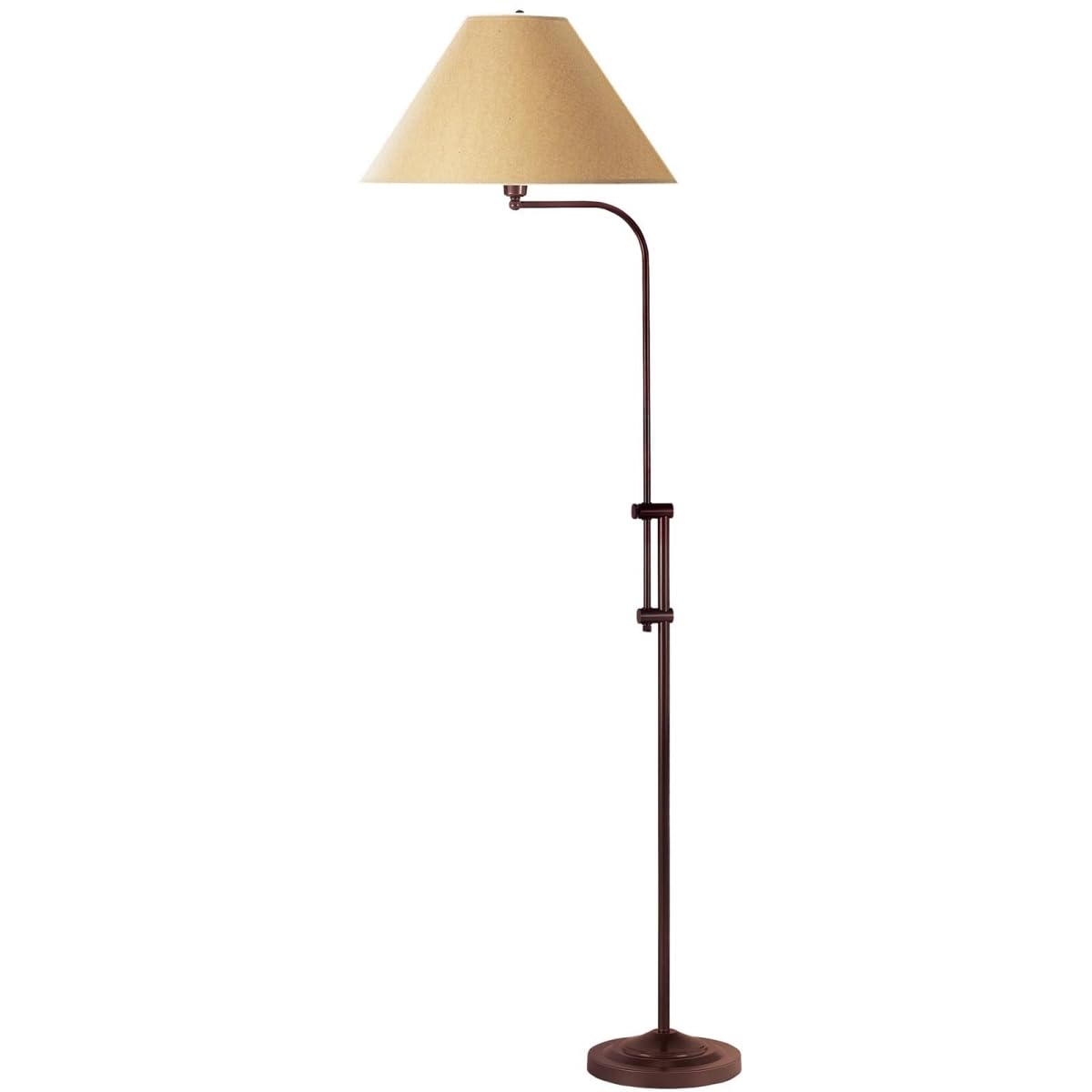 Homeroots Adjustable 68 In. Rusted Traditional Floor Lamp With Brown Empire Shade