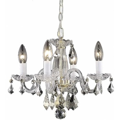Elegant Lighting Rococo - Four Light Pendant-Gold Finish-Royal Cut Crystal Type -Traditional Installation