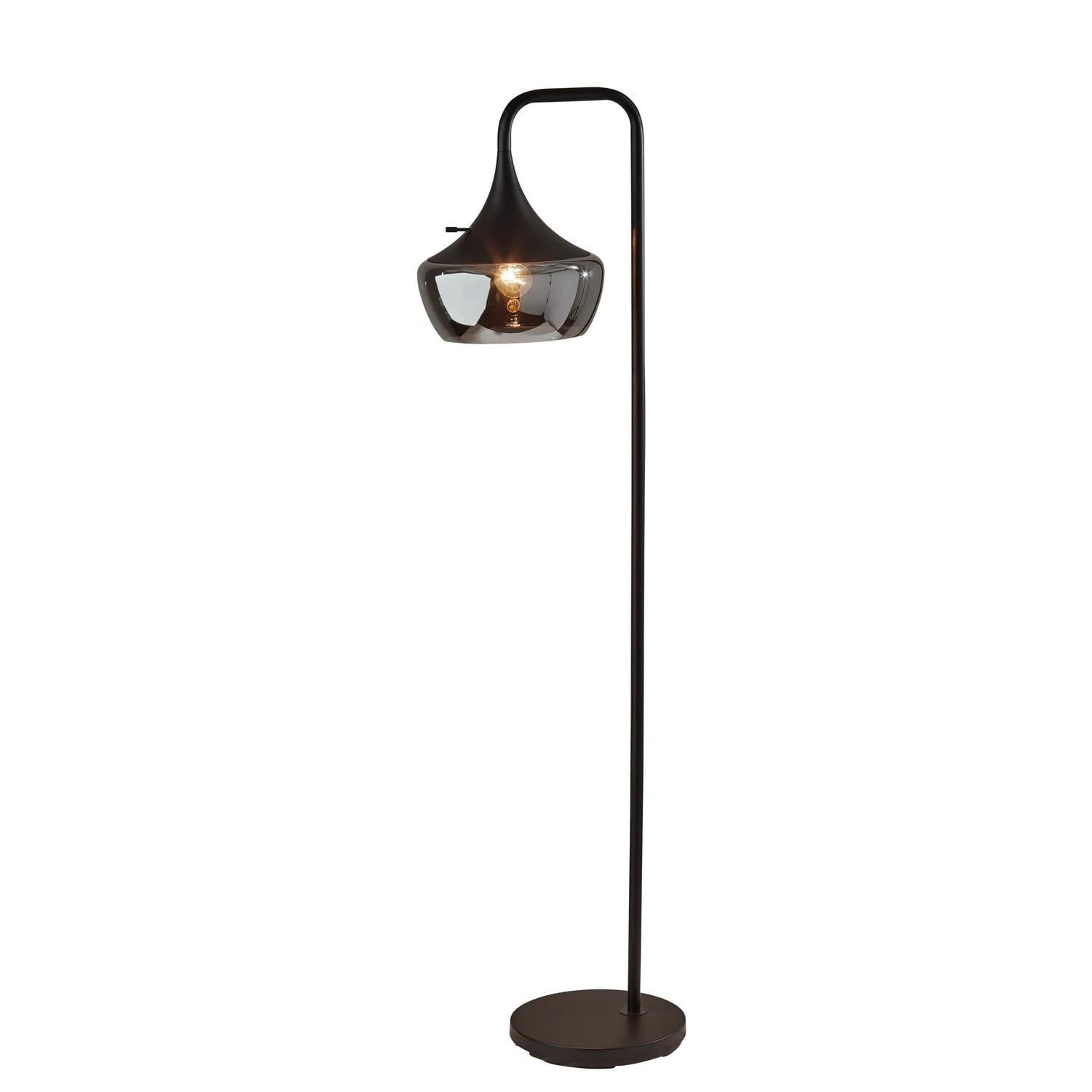 Homeroots 64&quot; Black Task Floor Lamp With Black Bowl Shade