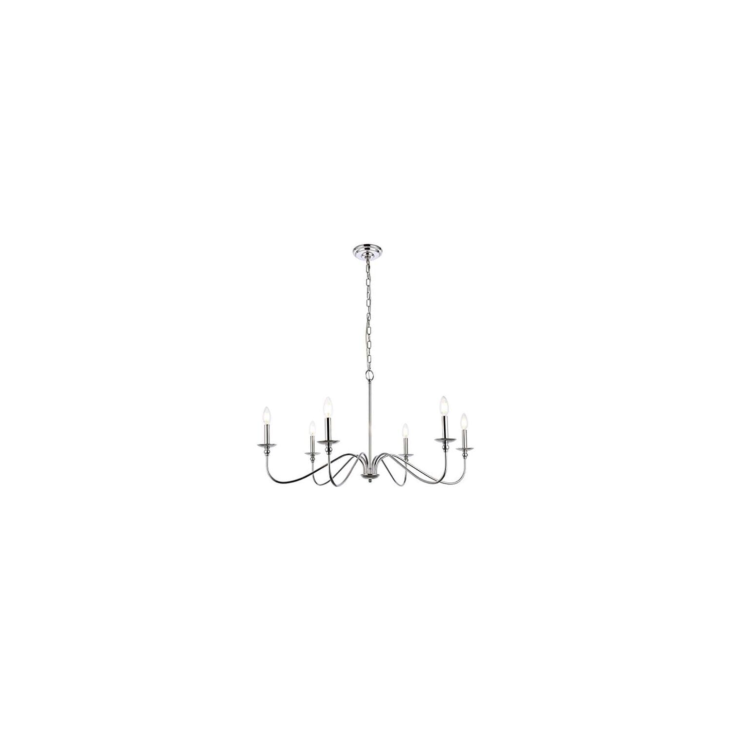 Living District Rohan 6-Light Mid-Century Metal Chandelier In Polished Nickel