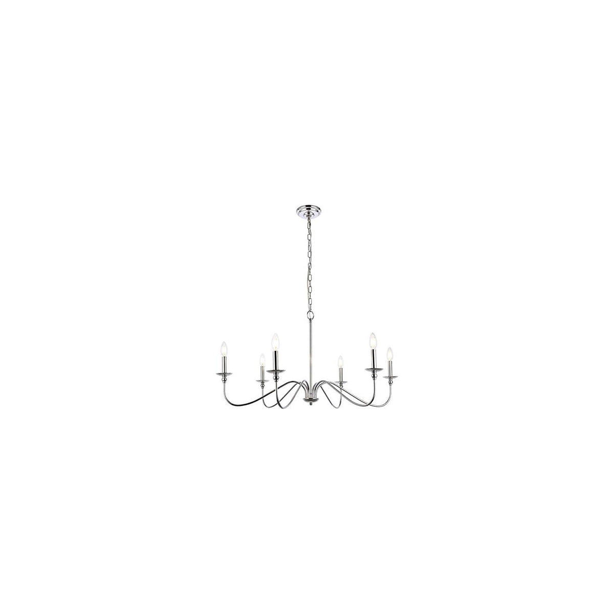 Living District Rohan 6-Light Mid-Century Metal Chandelier In Polished Nickel