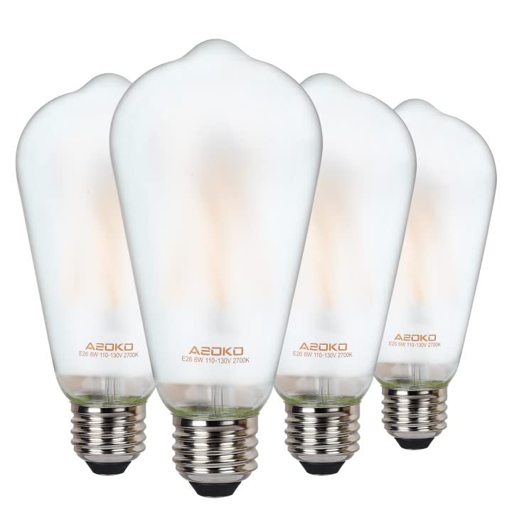 Asoko St64 Frosted Led Edison Vintage Light Bulbs, 6W Equivalent 60W 2700K Warm White, Dimmable Led Edison Bulb Antique Led Fila