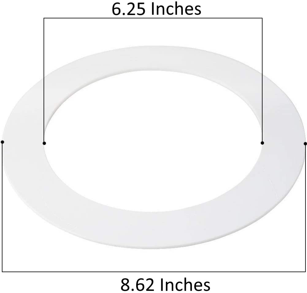 harrrrd 5 Pack Gloss White Goof Trim Ring for 8in Recessed Lighting, 8.6in Outer Diameter, 6.2in Inner Diameter, Plastic