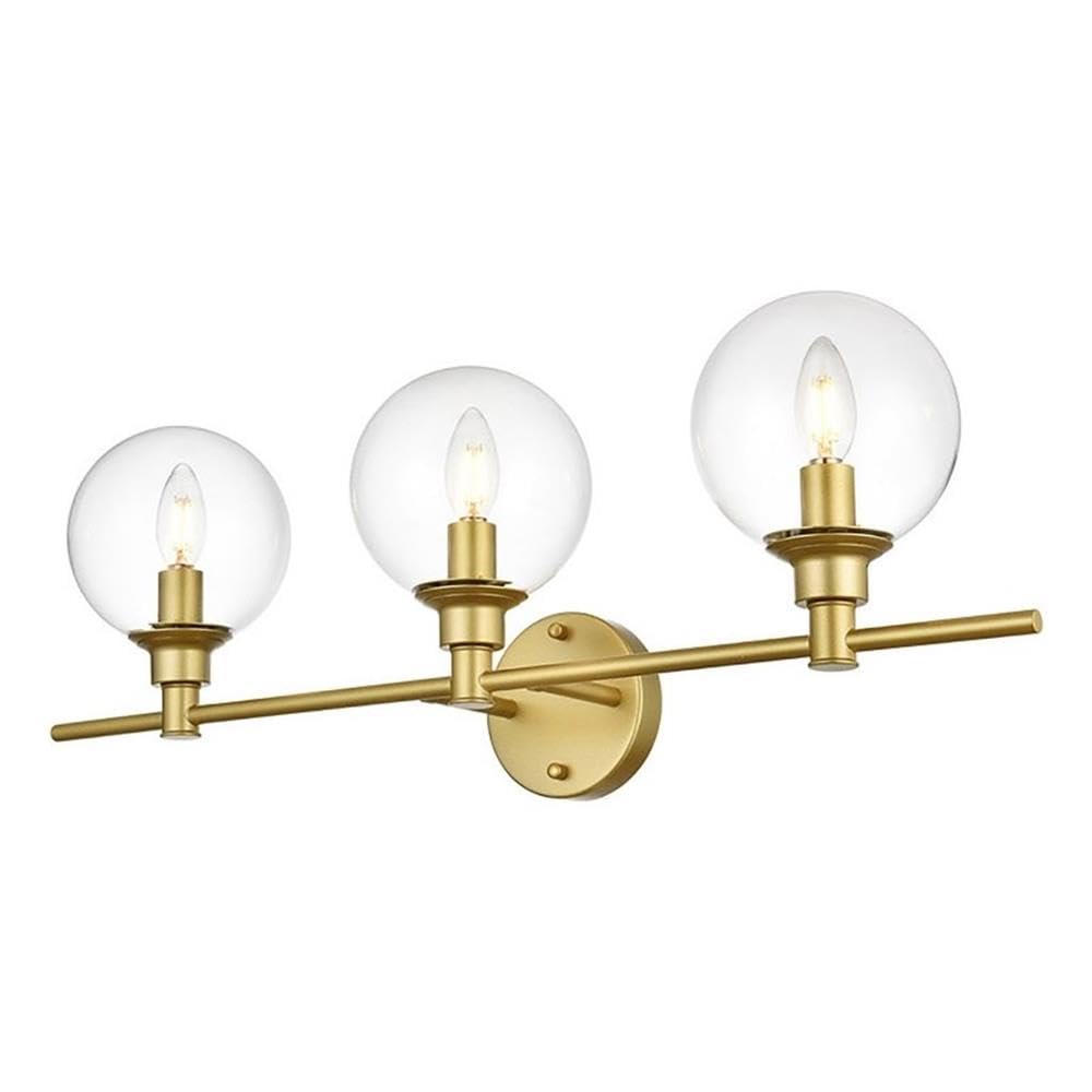 Living District Jaelynn 3-Light Iron & Glass Bath Sconce in Brass/Clear
