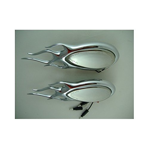 United Pacific Red LED Tear Drop Hot Rod Stop Turn Brake Tail Lights/Chrome Lens/Flame Bezel