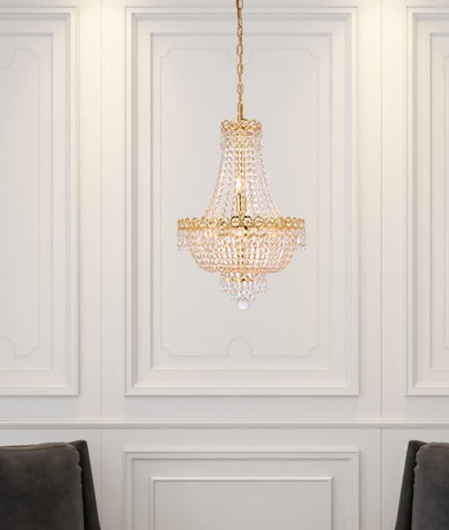 Elegant Lighting 8-Light Crystal Chandelier, Gold Finish, 16in x 20in, Model 1900D16G/RC