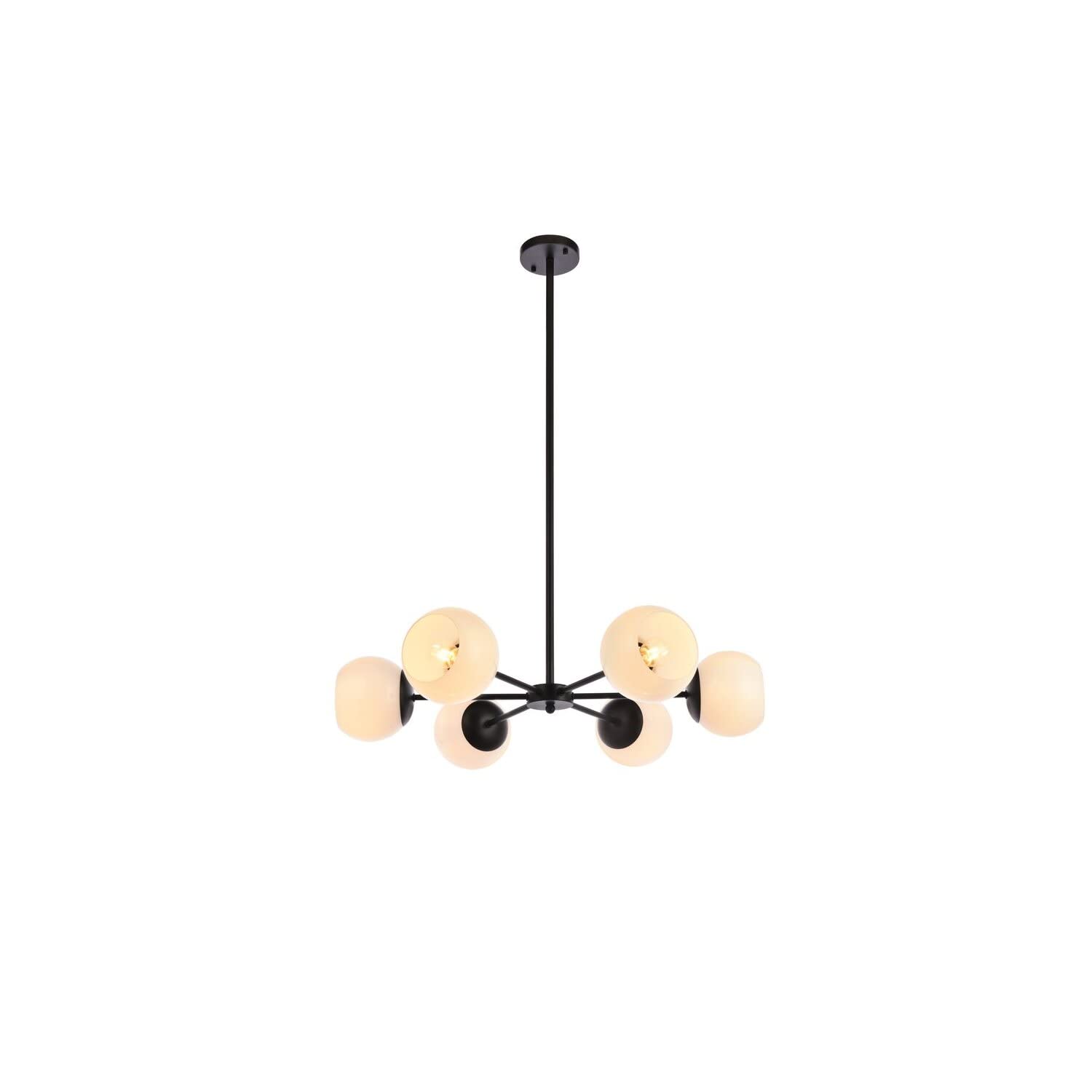 Elegant Lighting Living District Briggs 6-Light Mid-Century Metal Pendant in Black and White