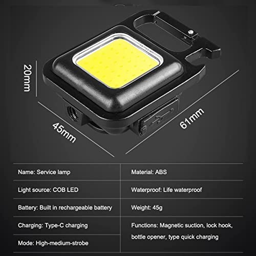 SPARKOLITE Metal Mini Flashlight 800 Lumens Cob Bright Rechargeable Keychain Flashlights 4 Light Modes Portable Pocket Light wit
