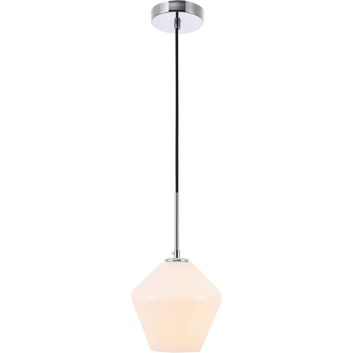 Living District Chrome Pendant Light With Frosted White Glass Shade, 1 Light Fixture