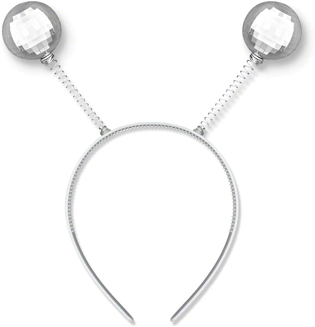 blinkee Alien Party Disco Ball Headband Bopper, Silver, One Size Fits Most, Plastic, Model DISCOBALLHEADBOPPER