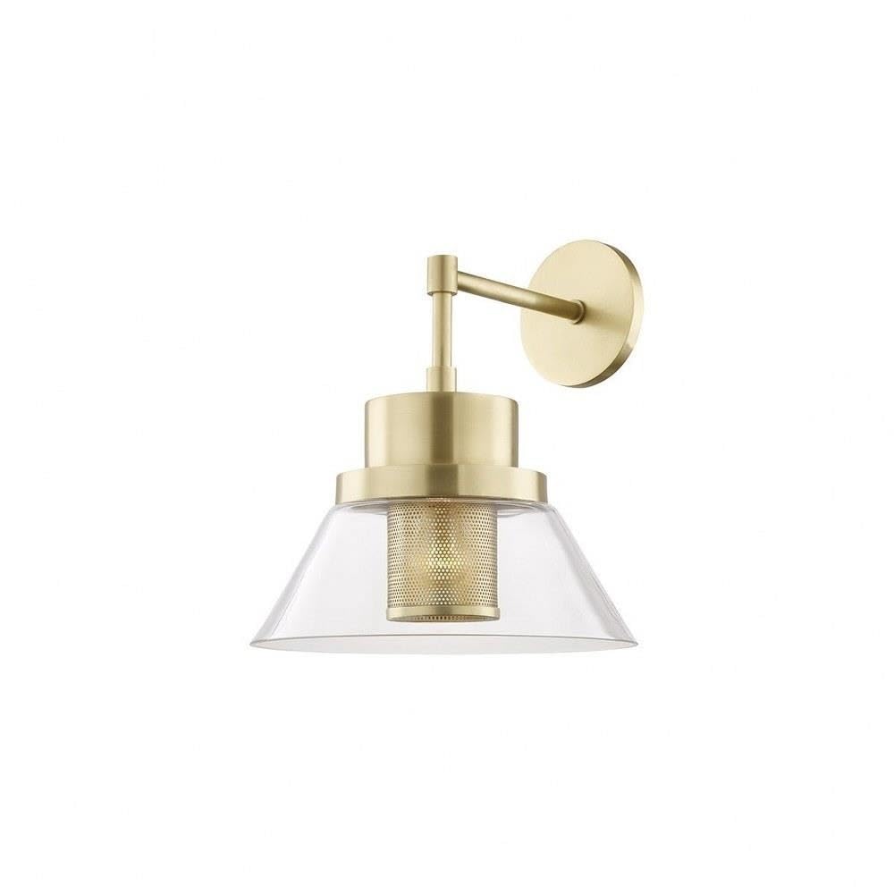 Hudson Valley 4030-AGB Restoration One Light Wall Sconce from Paoli Collection in Brass Finish,