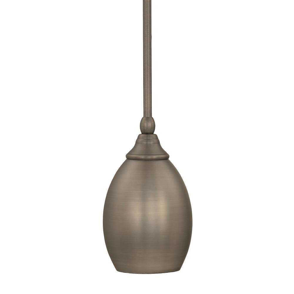 Toltec Lighting 23-Bn-426 Stem Mini Pendant With Hang Straight Swivel With 5&quot; Brushed Nickel Oval Metal Shade, Brushed Nickel Finish