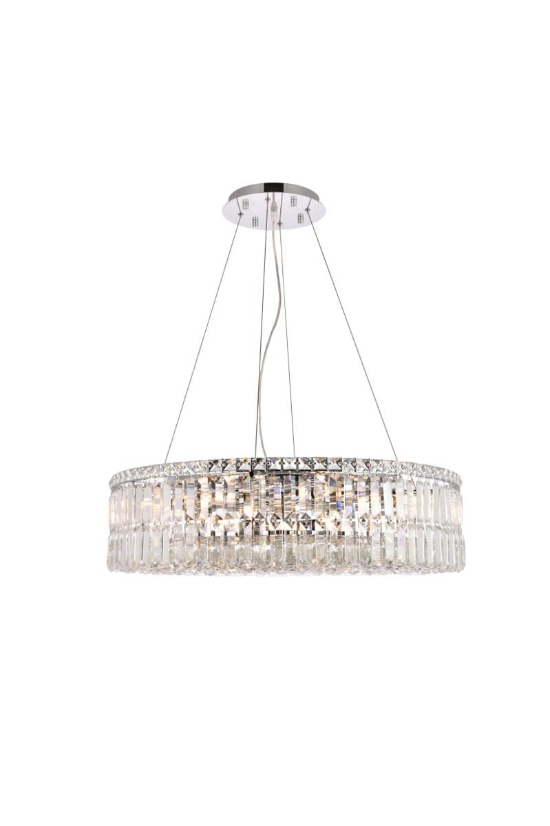 Elegant Lighting 2030D28C/RC Maxim Collection 12-Light Hanging Fixture Royal Cut Crystals with Chrome Finish