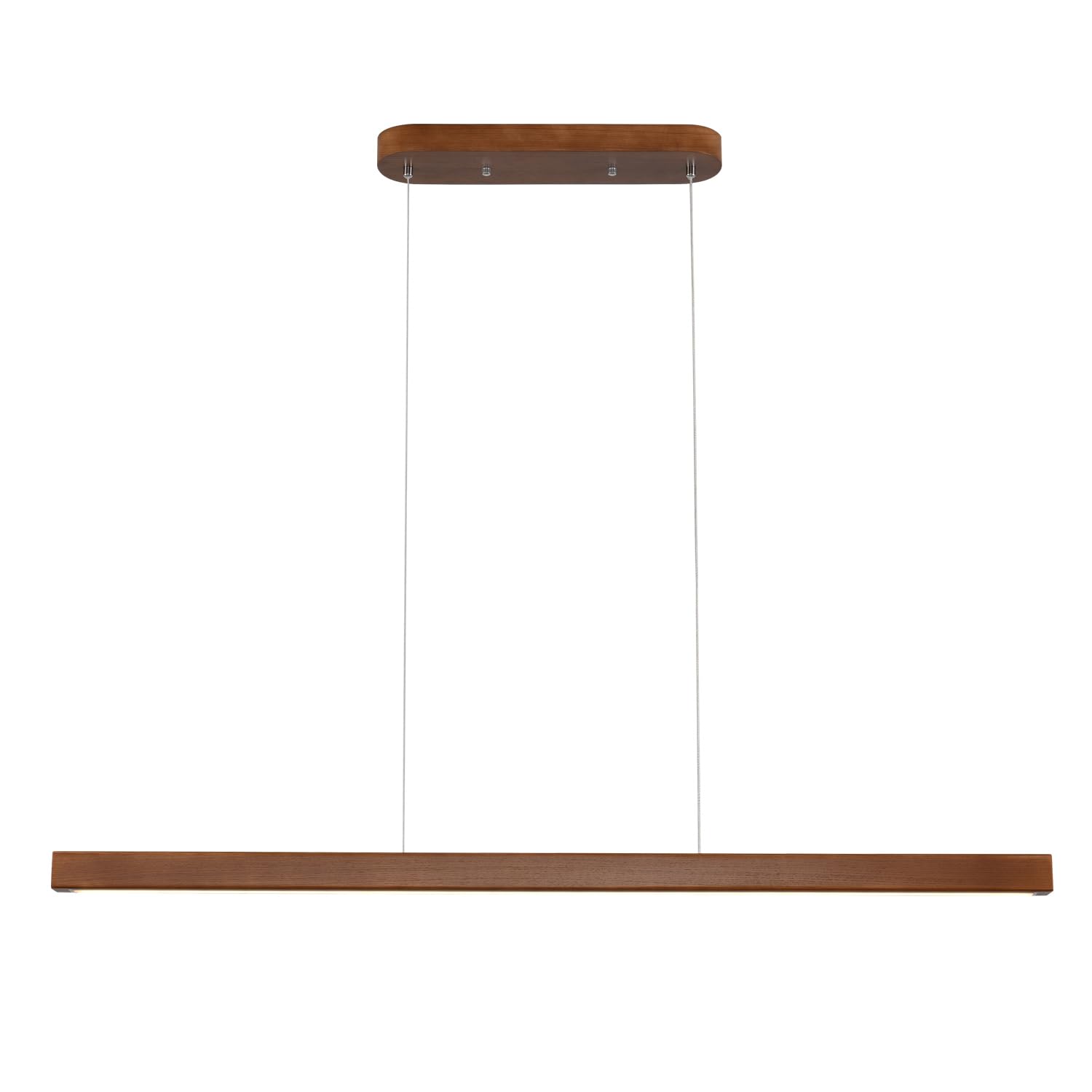 YISDESIGN 39in Wood Linear Pendant Light LED Dimmable Fixture Walnut Color Model 016 for Dining Room Kitchen Island