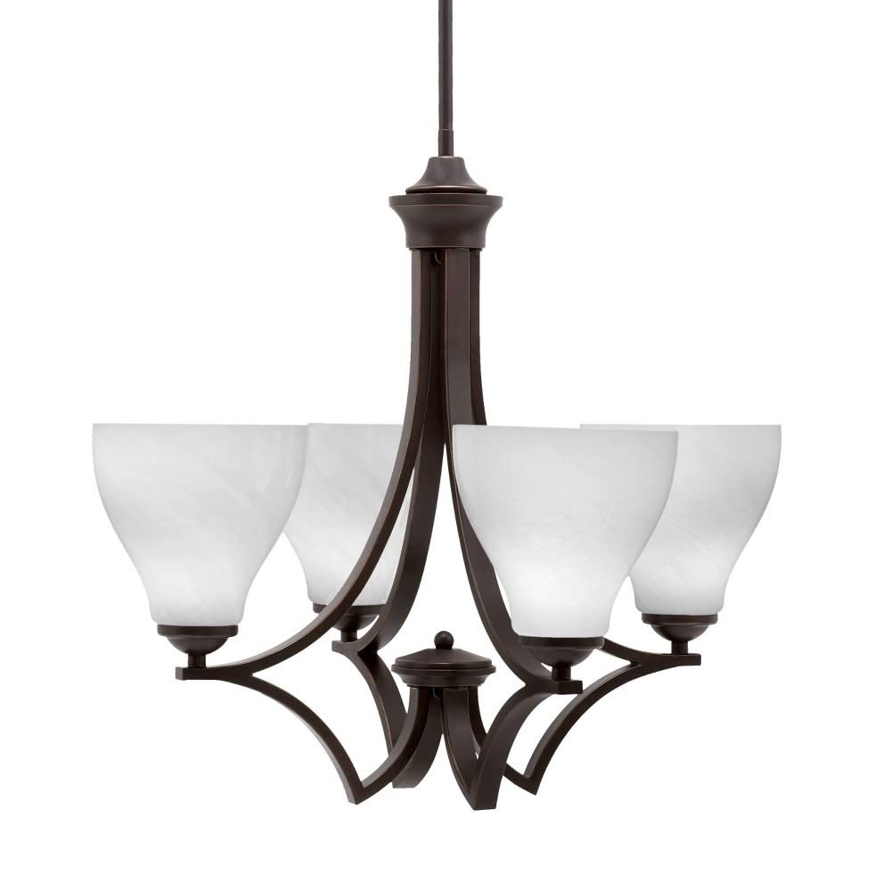 Toltec Lighting 564-Dg-4761 Zilo - 4 Light Uplight Chandelier-19.75 Inches Tall And 21.25 Inches Wide, Finish Color: Dark Granite, Glass Color: White Marble