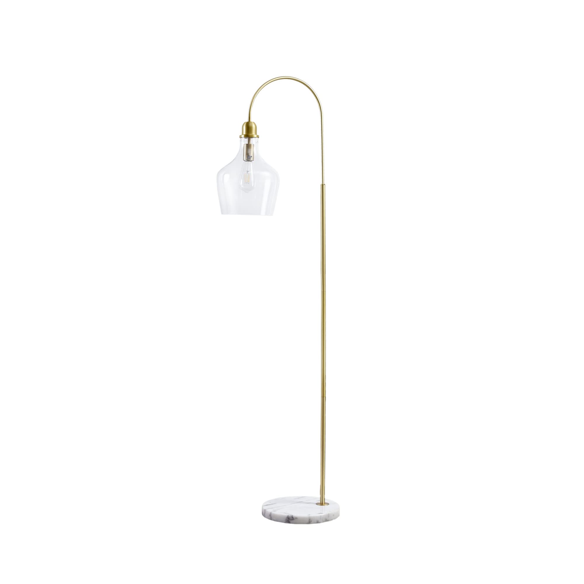 Hampton Hill Auburn Floor Lamp, 11.8 Metal, Gold, Bell Glass Shade, Model Mp154-0200, Modern, Ideal For Living Room, Foyer, Office