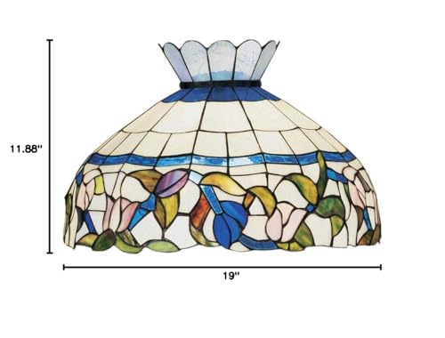 Meyda Tiffany Rose Vine Shade, 20in Wide, Cai Pink Lt Blue Metal, Model 13835