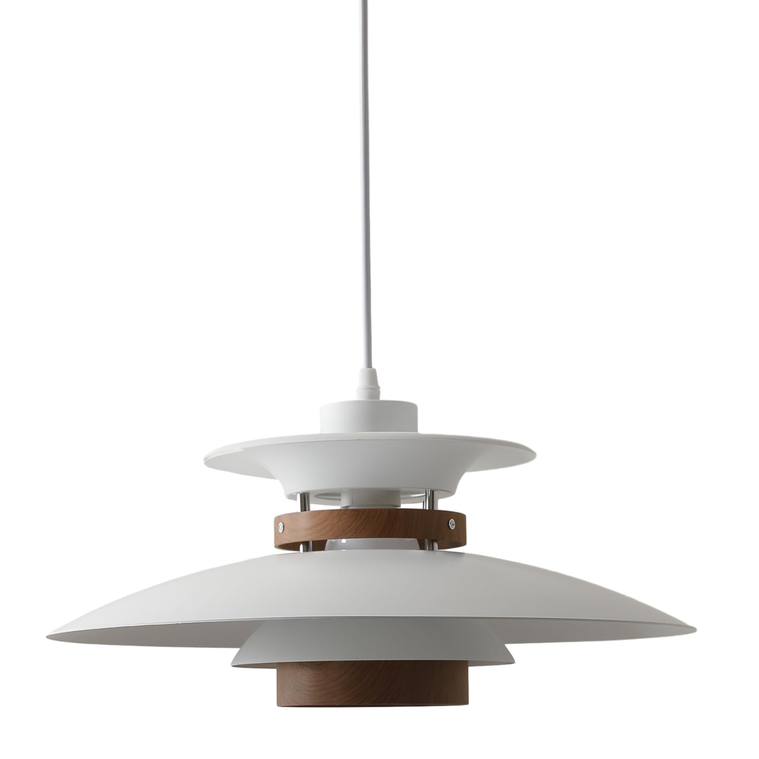 EFINEHOME Modern Decor Adjustable Pendant Lamp Kitchen Island, Aluminum and Wood Finish,1-Light E26 Base Ceiling Hanging Light f