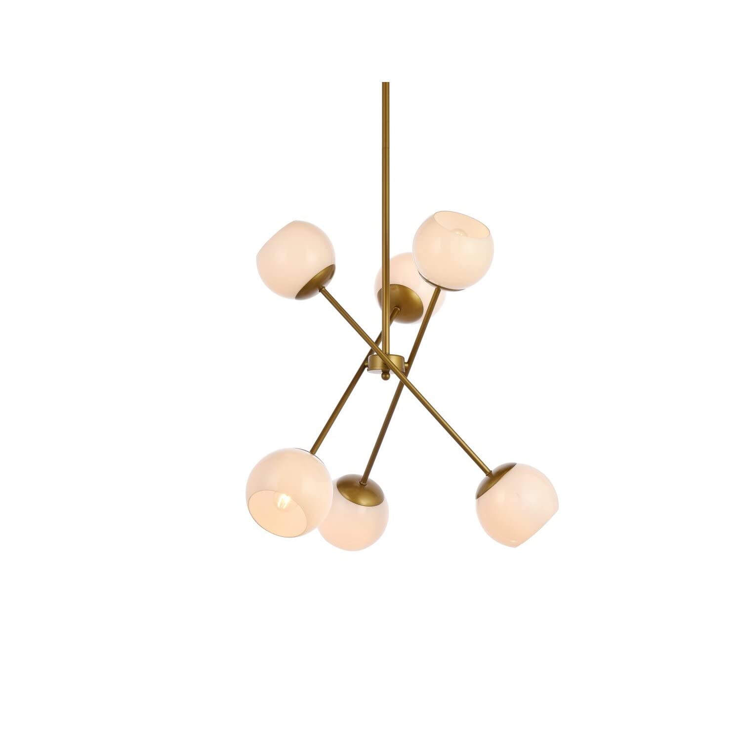 Living District Axl 6-Light Mid-Century Metal Pendant in Brass and White