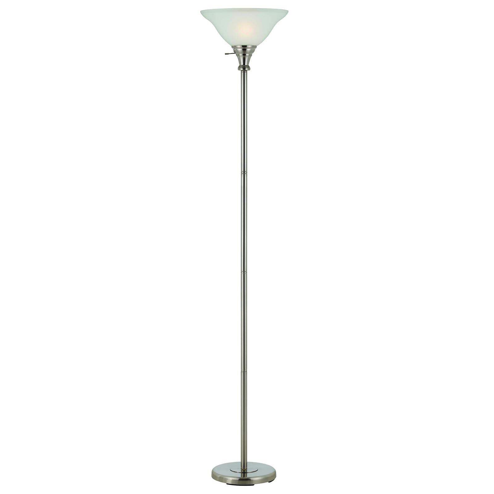 HomeRoots Torchiere Floor Lamp with Clear Frosted Glass Dome Shade, 71 in. Height