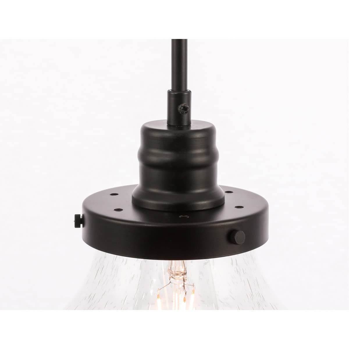 Elegant Lighting Living District Lyle 1-Light Metal Pendant in Black and Clear Seeded