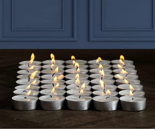 Pomp Tealight Candles - White Unscented, Smokeless, Mess-Free, 100 Pack