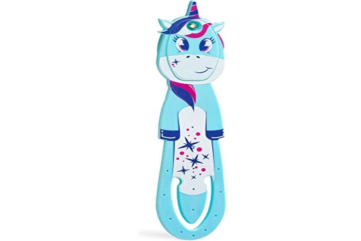 Gifts for Readers & Writers Flexilight Pal Bookmark Light | LED Clip-On | Battery Operated | Plastic | Unicorn Blue
