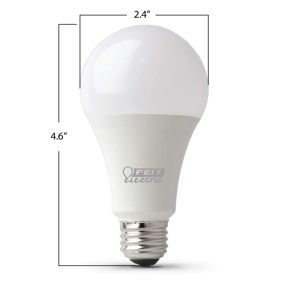 Feit Electric A19 LED Light Bulbs, 100W Equivalent, Dimmable, 3000K Bright White, 1600 Lumens, 2 Pack, Model OM100DM/