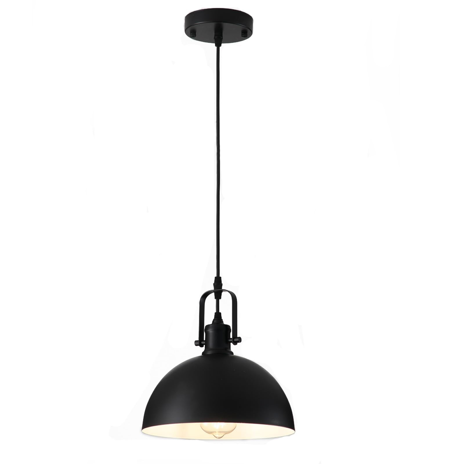 Susurise Pendant Lights  Modern Matte Black Metal Hanging Light Fixtures  Adjustable Height Industrial Pendant Lighting for Kitchen Island Dining Room Bedroom Bar Office 9.84 