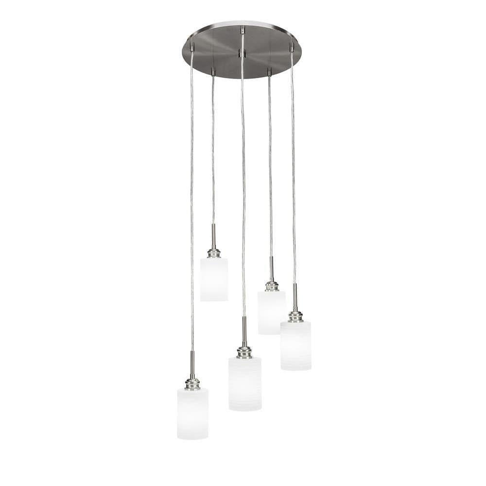 Toltec Lighting Edge 5 Light Cluster Pendalier In Brushed Nickel (1175-Bn-4061)