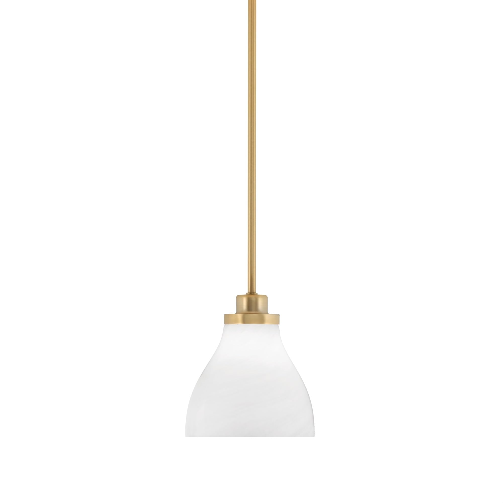 Toltec Lighting Odyssey Mini Pendant Light, New Age Brass, 6.25in White Marble Glass